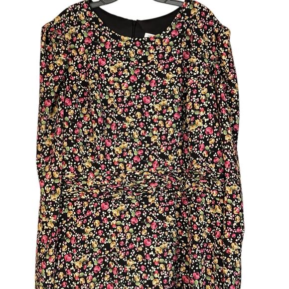 Mac Duggal NWT Style 26916 Size 22 Black Floral Multicolor Long Sleeve Gown - Picture 5 of 9